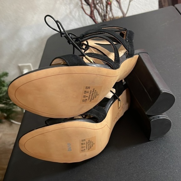 Sam Edelman Black Suede Lace Up Sandals Block heel - Picture 5 of 5